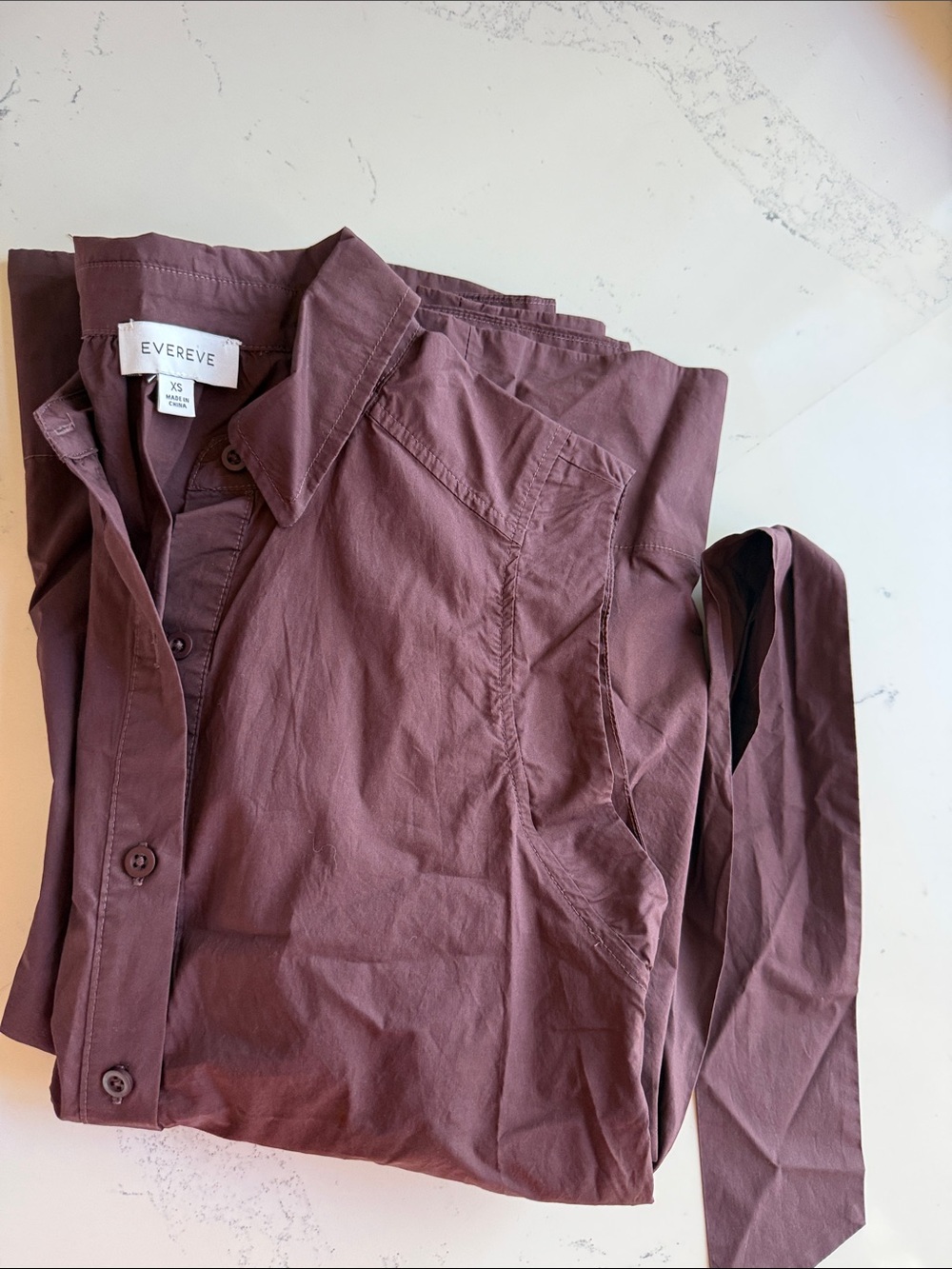 EVEREVE Perry Midi Button Down Collar Dress Color Dark Chocolate Size XSmall - Picture 12 of 13